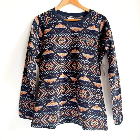 Columbia Sweater Weathe Fleece Crew  Shirt Pullover Nocturnal Pinecones XL - Picture 4 of 13